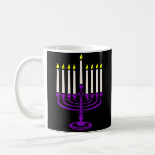 lila Menora Chanukka Kaffeetasse