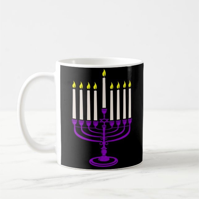 lila menorah hanukkah kaffeetasse (Links)