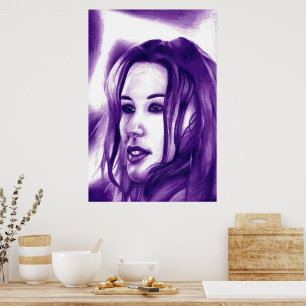Lila Menschenfrau-Porträt Originalkunst Poster