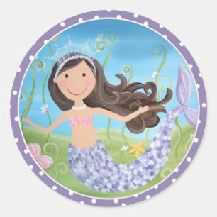 Lila Mermaid- (Aufkleber mit Set) Runder Aufkleber