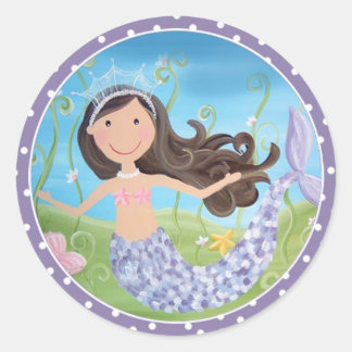 Lila Mermaid- (Aufkleber mit Set) Runder Aufkleber