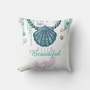 Lila Mermaid Beach Bling Juwelen Personalisiert Kissen