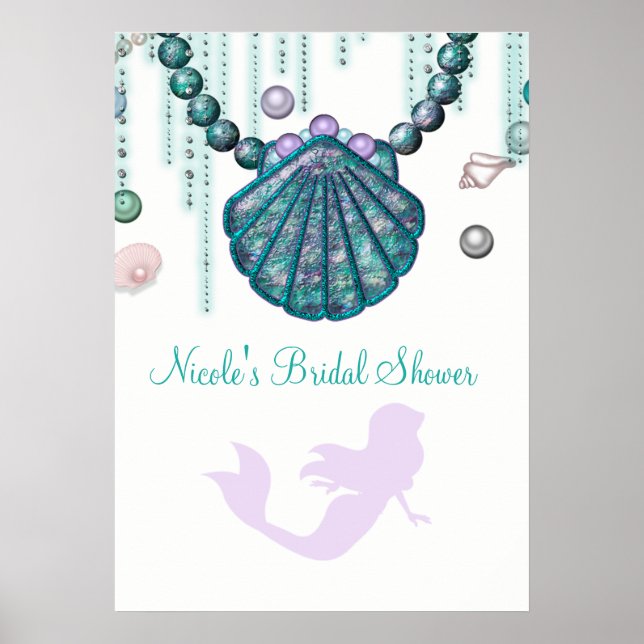 Lila Mermaid Beach Bling Party Banner Poster (Vorne)