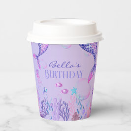 Lila Mermaid Birthday Paper Cup Pappbecher