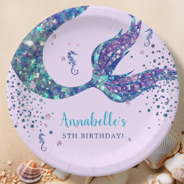 Lila Mermaid Birthday Pappteller