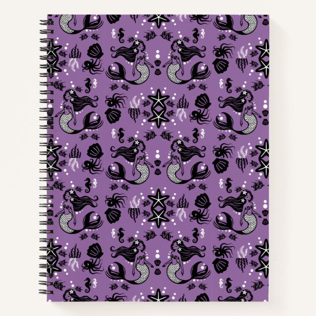 Lila Mermaid Fantasy Notizbuch (Vorderseite)