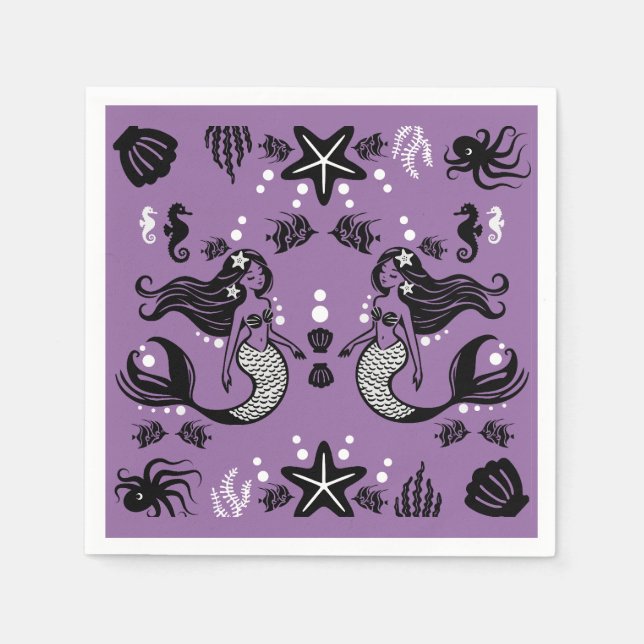 Lila Mermaid Fantasy Serviette (Vorderseite)
