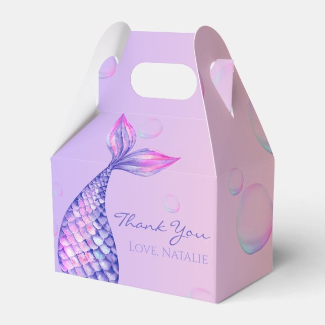 Lila Mermaid Favor Box Geschenkschachtel (Vorderseite)