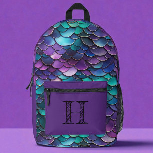 Lila Mermaid-Monogramm Bedruckter Rucksack