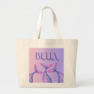Lila Mermaid Name Kids Totbeutel Jumbo Stoffbeutel