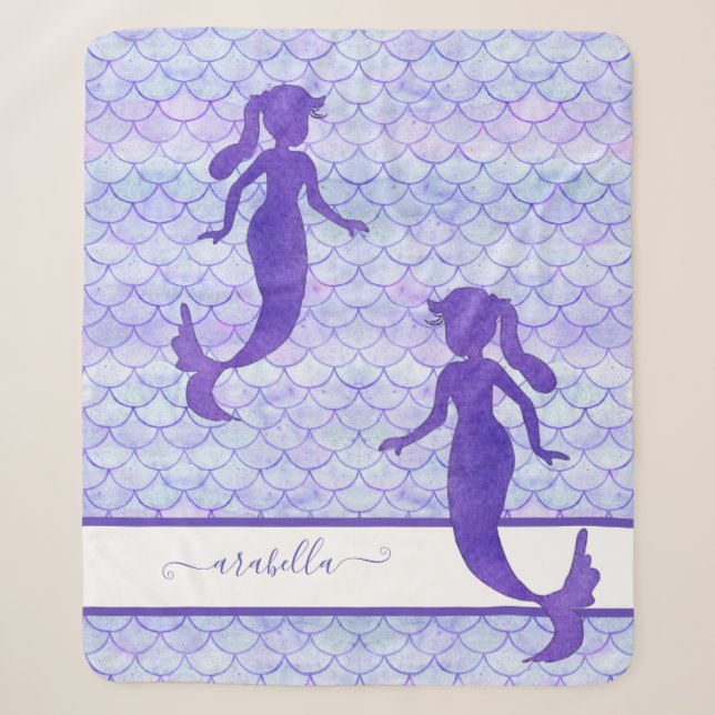 Lila Mermaid-Schwanz Scale-Muster Wasserfarbname Sherpadecke (Vorderseite)