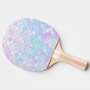 Lila Mermaid Silver Glitzer Iridescent Tischtennis Schläger