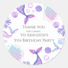 Lila Mermaid Themed Geburtstagsparty Sticker