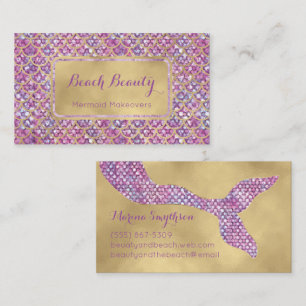 Lila Mermaid-Visitenkarte Gold und Sequin-Glasur Visitenkarte