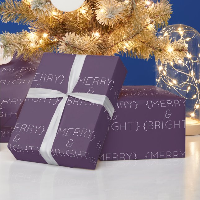 Lila Merry and Bright Wrapping Paper Geschenkpapier (Feiertage)