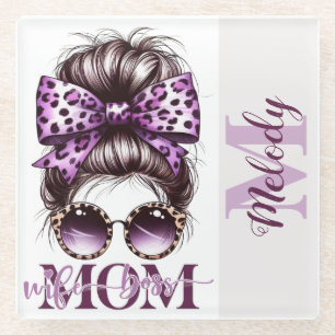 Lila Messy Bun Mama Ehefrau Boss Glasuntersetzer