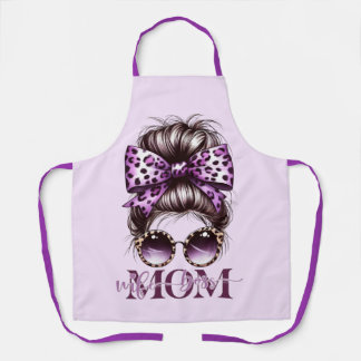 Lila Messy Bun Mama Ehefrau Boss Schürze