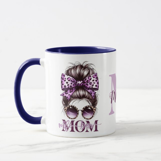 Lila Messy Bun Mama Ehefrau Boss Tasse (Links)