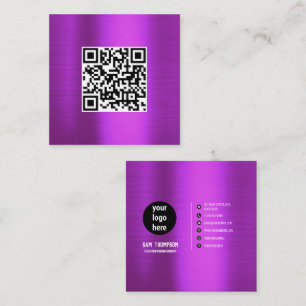 Lila Metall QR-Code Geschäftslogo Visitenkarte