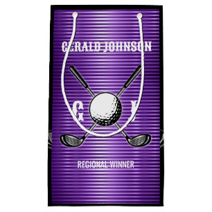 Lila Metallic Lines Golf Monogram Design Kleine Geschenktüte