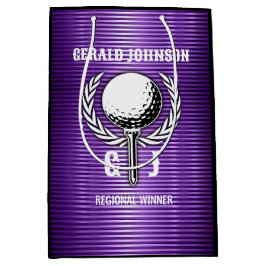 Lila Metallic Lines Golf Monogram Design Mittlere Geschenktüte