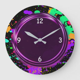 Lila, metallisches Aussehen, Neoneffekt, Wall-Uhr Große Wanduhr