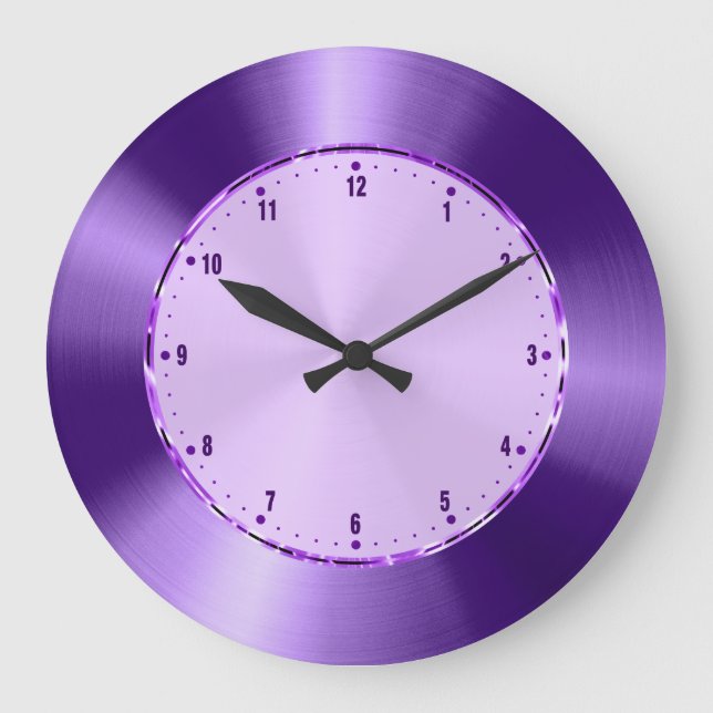 Lila metallisches Design aus rostfreiem Stahl Große Wanduhr (Vorderseite)