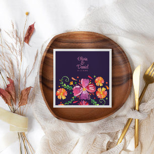 Lila mexikanische Hochzeit mit floraler Fiesta Serviette