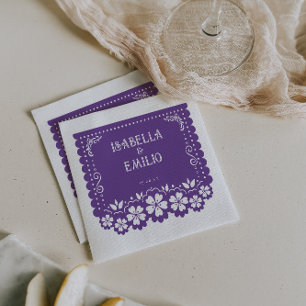 Lila Mexikanische Papel Picado Hochzeit Serviette
