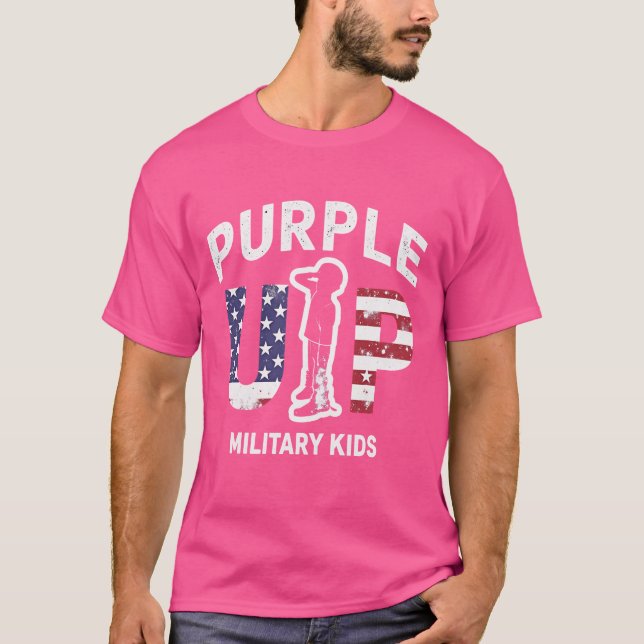 Lila militärische Kinder - Unterstützung des Milit T-Shirt (Vorderseite)