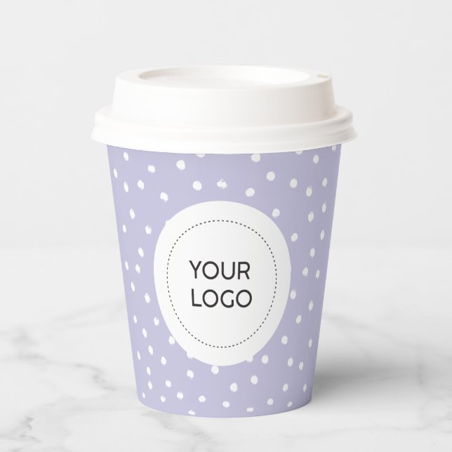Lila Minimal-Business-Logo Pappbecher (Vorderseite)