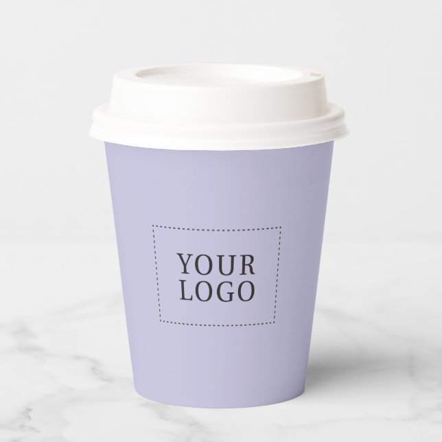 Lila Minimal-Business-Logo Pappbecher (Vorderseite)