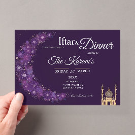 Lila-minimale Moschee-Ramadan-Iftar-Party Acryleinladungen
