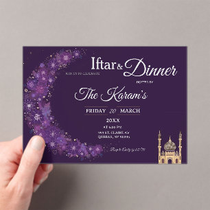 Lila-minimale Moschee-Ramadan-Iftar-Party Acryleinladungen