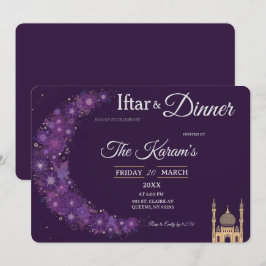 Lila-minimale Moschee-Ramadan-Iftar-Party Einladung