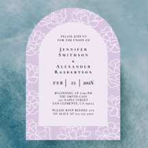 Lila Minimalistische Botanische Hochzeitseinladung