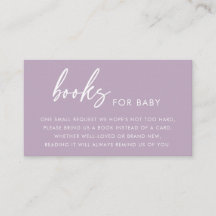 Lila minimalistische Bücher für Baby Shower-Einsch
