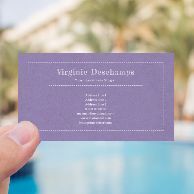 Lila Minimalistische Kraft Rustikale Visitenkarte (Kraft & Rustic Purple Business Card)