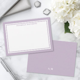 Lila minimalistischer Namensmonogramm Mitteilungskarte
