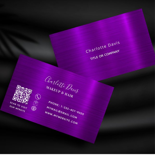 Lila, minimalistischer QR-Code Visitenkarte (Von Creator hochgeladen)