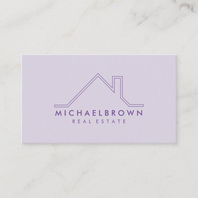 Lila Minimalistisches Modernes Haus Dachwohnung Re Visitenkarte (Vorderseite)