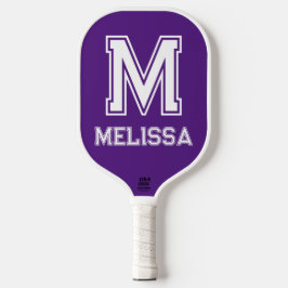Lila Minimalistisches Monogramm Pickleball Schläger