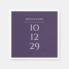Lila Minimalistisches Sonderdatum Hochzeit Serviette
