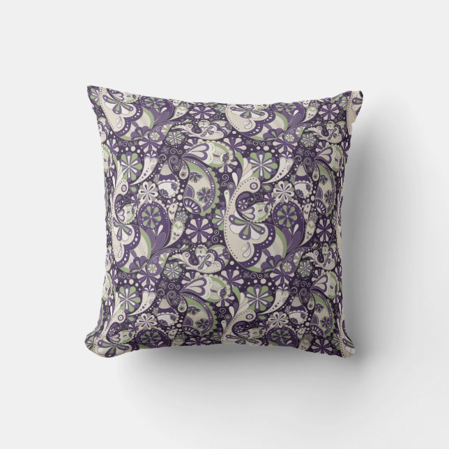 Lila Mint Paisley Pillow Kissen (Vorderseite)