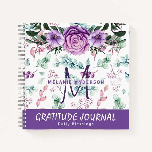 Lila Minze Blume Dankbarkeit Sessing Journal Notizbuch (Vorderseite)