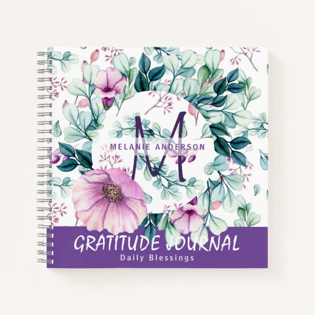 Lila Minze Blume Dankbarkeit Sessing Journal Notizbuch (Vorderseite)