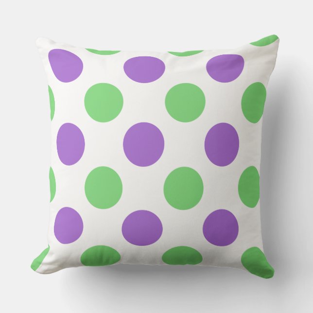 Lila Minze Extra große Polka Dotkissen Kissen (Vorderseite)