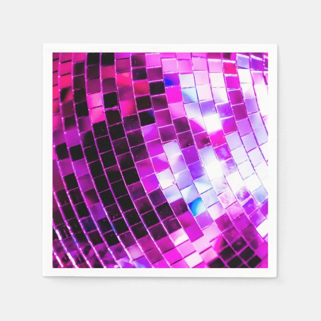 Lila Mirror Disco Ball Serviette (Vorderseite)