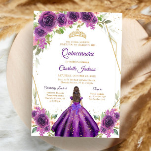 Lila Mis Quince Einladung, Flieder Quinceanera Einladung