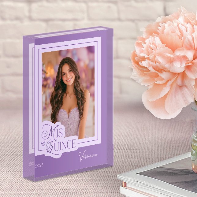 Lila Mis Quince Quinceañera Foto Akrylic Block (5x7 photo acrylic block)